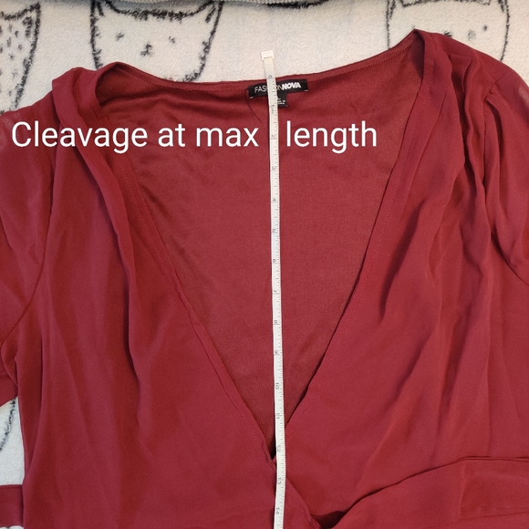 NWOT Burgundy Maxi Wrap Dress With Embroidered Sleeves - Picture 8 of 10